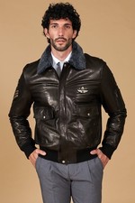 Bomber Pelle Nera Uomo Collo