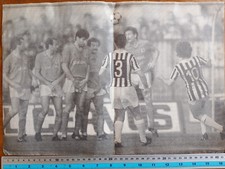 POSTER SU CARTONCINO B/N SQUADRA CALCIO JUVENTUS MICHEL PLATINI 1984 1985 circa