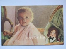 old postcard cartolina Bambina con Bambola Lenci doll vintage AK 