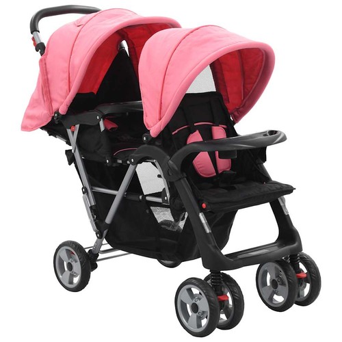 Passeggino tandem acciaio rosa - passeggino,