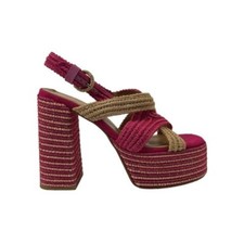 Castaner Fulvia Pink Woven Strappy Platform Colorful Tropical Resortwear Heels
