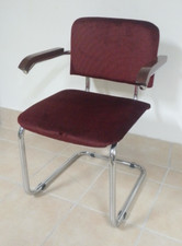 Sedia Tipo Cesca imbottita, colore rosso, con struttura in acciaio cromato