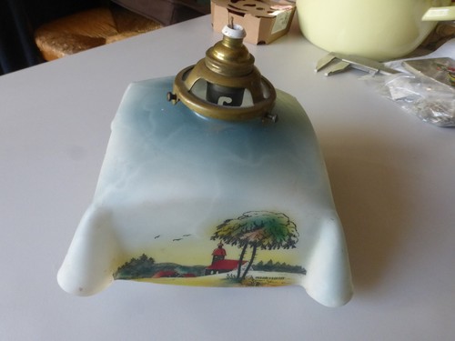 Lustre abat jour verre opaline - lustre,