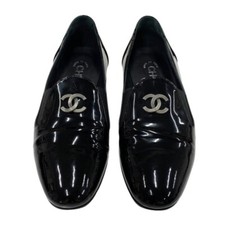 Mocassini CHANEL scarpe in pelle vernice nero belli taglia 36,5 US circa 6,5 ...