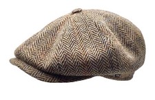 HARRIS-TWEED cappello a cursore beige BAKERBOY spina di pesce caldo