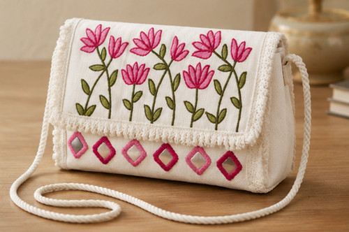 Pochette floreale ricamata - , a