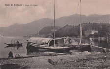 31-16) CARTOLINA RIVA BELLAGIO LAGO COMO ANIMATA BARCHE VIAGGIATA