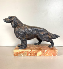 SCULTURA Magrino CANE da CACCIA SETTER DOG PLACCATA ARGENTO 925 - 27x18cm/h