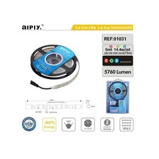 STRISCIA LED SMD5050 5MT 300LED RGB AIPIY 14.4W/MT 5760LUMEN IP65