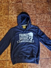 Felpa Blu Con Stampe - Frankie Garage - Felpa Con Cappuccio Taglia XS