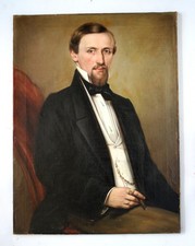 Ritratto uomo Biedermeier ritratto di uomo elegante con sigaro 19. secolo