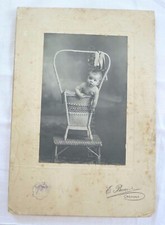 foto d'epoca CREMONA FOTOGRAFIA ANTICA 1910 CA BAMBINO NEONATO CULLA