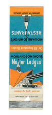 MOTOR LODGES HOWARD JOHNSON'S RESTAURANT MATCHBOX LABEL ANNI '50 CARS AMERICA