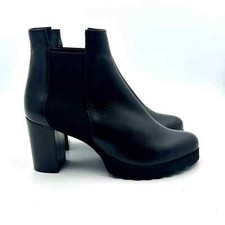 Black leather deer ankle boots
