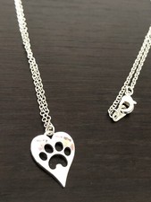 Collana Cuore Con Zampetta Animale Came/Gatto Argentata