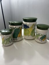 Set Bidoni S/4 Vintage Ernestine Salerno Italia Hdptd VEGGIES 893 Fagioli Peperoni