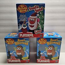 Vintage (2) Happy Halloween & (1) Santa Spud Mr Potato Head Hasbro Playskool 2002