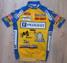 Maglia ciclismo vintage Peugeot Michelin THULE Mi Racing giallo/blu anni 90