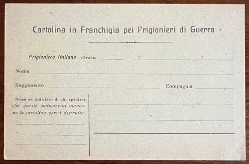 Cartolina franchigia per - in,