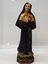 Statua Santa Rita da Cascia 32 cm gesso Arte Sacra Vintage