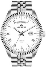 LORENZ GINEVRA 030119AA 40 mm Orologio Uomo Day Date Bianco Acciaio Jubilée Quar