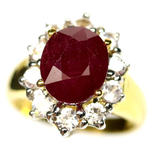 Anello con rubino rosso - rubino, ovale
