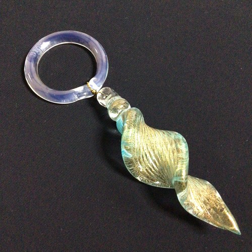 Anello pendente goccia vetro - +,
