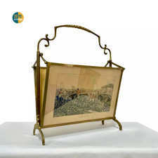 Portariviste Vintage Porta Riviste Anni '50 in Ottone e Vetro Design Italiano