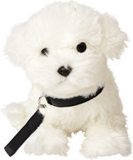 - Maltese Con Guinzaglio - 26 Cm (Lunghezza) - Cane Di Peluche - Peluche Peluche
