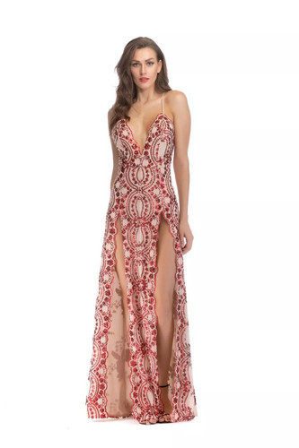 Abito lungo rosso con - abito,