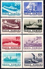 Romania 1974 Navi Barche Petroliera Vela Trasporto Nautico Commercio 8v MNH