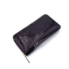 Autentico portafoglio lungo Louis Vuitton Amarante Monogram Vernis Zippy