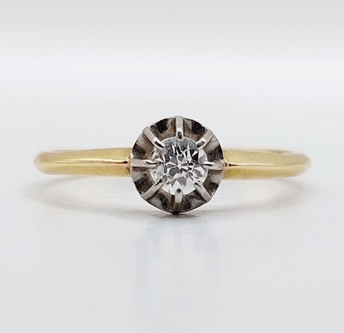 Anello solitario antico - , oro