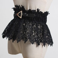 Donna Pizzo Largo Cintura Elastica Cintura Traforato per Camicia Punk Gotico