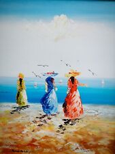 QUADRO MODERNO DIPINTO A MANO OLIO SU TELA IMMAGINE SPIAGGIA 