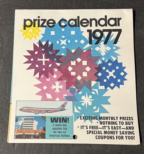 Calendario premi vintage 1977