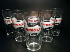 6 VECCHI BICCHIERI " PEPSI COLA " A PARETI DRITTE