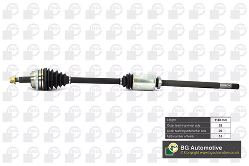 Semiasse bga 1140mm - semiasse,