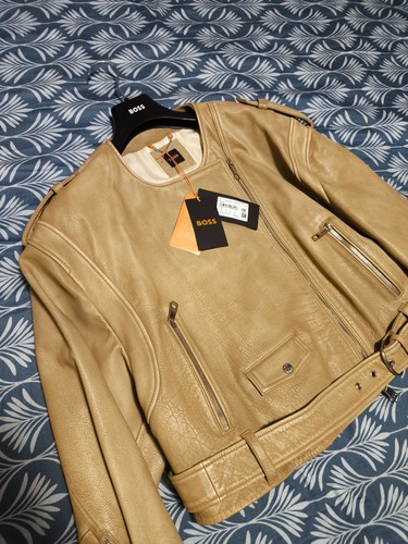 Boss giacca uomo pelle beige - boss,