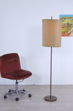 Lampada da terra mid Century in ottone con paralume plissettato vintage anni 50
