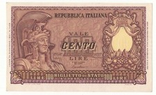 100 LIRE ITALIA ELMATA FIRME  BOLAFFI  DECR 31 - 12 - 1951  FDS - FDS