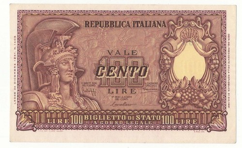 100 lire italia elmata - lire,
