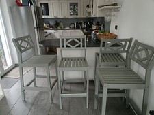 4 Sgabelli da bar in legno,  color grigio 