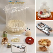 SET CUCITO RICAMO 04 CESTINO ACCESSORI Vintage Embroidery Sewing Tools Basket