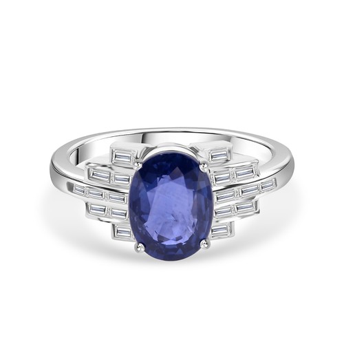 Anello ovale zaffiro blu