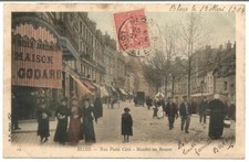 Blois (41) - Rue Porte Côté - Marché au Beurre.Postée en 1904. Rare CPA couleur.