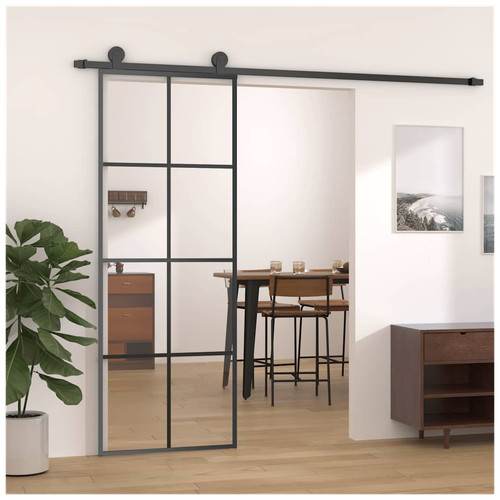 Porta scorrevole nera - nera, 76x205