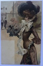 Cartolina donnine cappello