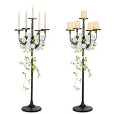 Sziqiqi Portacandele Candelabri Nero da Terra: 2 Pezzi Candelabro (n5P)