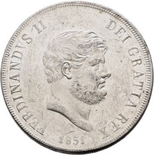 Napoli Due Sicilie bellissima piastra 120 grana 1851 adulto Ferdinando II